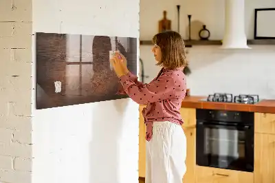 Magnetisch planbord van bedrukt glas met print van oud hout