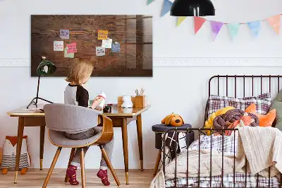 Magnetisch planbord van bedrukt glas met print van oud hout