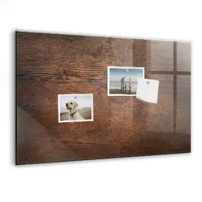 Magnetisch planbord van bedrukt glas met print van oud hout