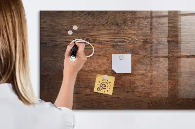 Magnetisch planbord van bedrukt glas met print van oud hout