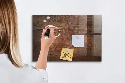 Magnetisch planbord van bedrukt glas met print van oud hout