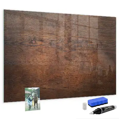 Magnetisch planbord van bedrukt glas met print van oud hout