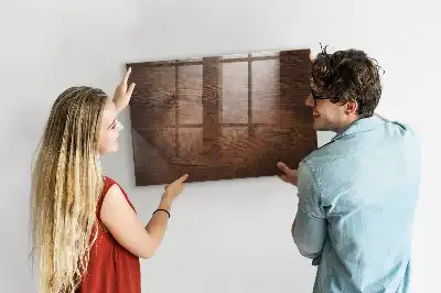 Magnetisch planbord van bedrukt glas met print van oud hout