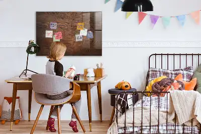 Magnetisch planbord van bedrukt glas met print van oud hout