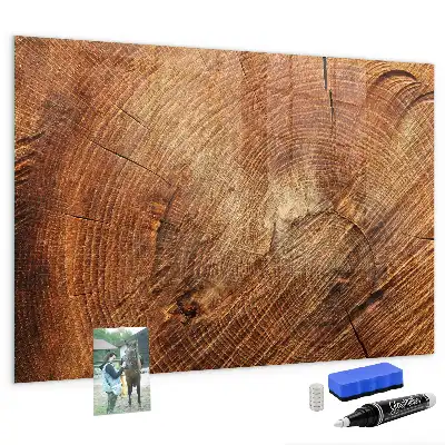 Magnetisch glazen planbord met print van een oude boomstam
