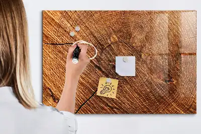 Glazen memobord met print inclusief neodymium magneten decoratieve uitvoering in houtoptiek