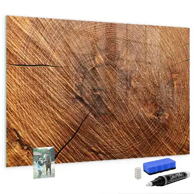Glazen memobord met print inclusief neodymium magneten decoratieve uitvoering in houtoptiek