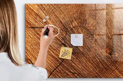 Glazen memobord met print inclusief neodymium magneten decoratieve uitvoering in houtoptiek