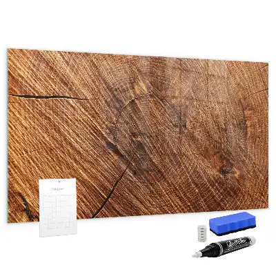 Glazen memobord met print inclusief neodymium magneten decoratieve uitvoering in houtoptiek