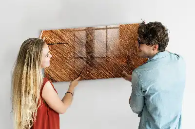 Glazen memobord met print inclusief neodymium magneten decoratieve uitvoering in houtoptiek