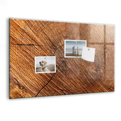 Glazen memobord met print inclusief neodymium magneten decoratieve uitvoering in houtoptiek