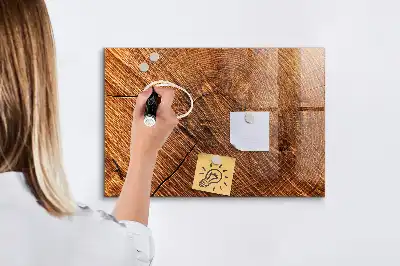 Glazen memobord met print inclusief neodymium magneten decoratieve uitvoering in houtoptiek