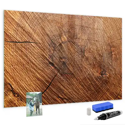 Glazen memobord met print inclusief neodymium magneten decoratieve uitvoering in houtoptiek