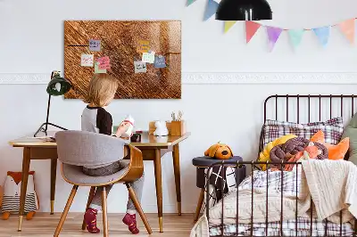 Glazen memobord met print inclusief neodymium magneten decoratieve uitvoering in houtoptiek