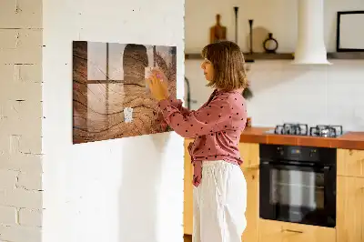 Magnetisch planbord voor de muur van bedrukt glas met oud hout design