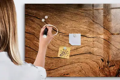 Magnetisch planbord voor de muur van bedrukt glas met oud hout design