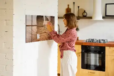 Magnetisch planbord voor de muur van bedrukt glas met oud hout design