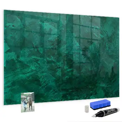 Glazen memobord met print inclusief smaragdgroene muur en neodymium magneten