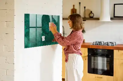 Glazen memobord met print inclusief smaragdgroene muur en neodymium magneten