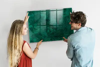 Glazen memobord met print inclusief smaragdgroene muur en neodymium magneten