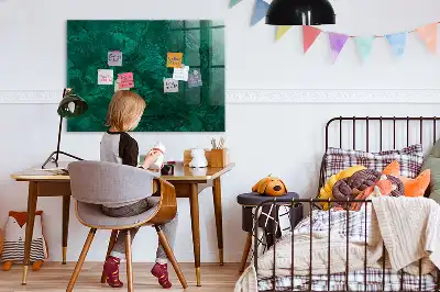 Glazen memobord met print inclusief smaragdgroene muur en neodymium magneten