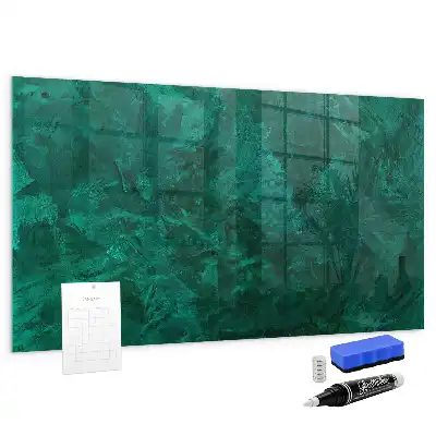 Glazen memobord met print inclusief smaragdgroene muur en neodymium magneten