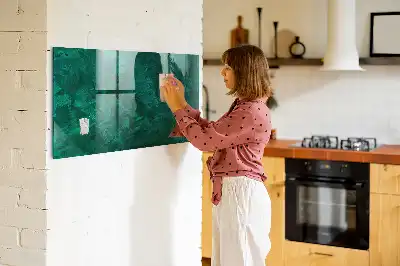 Glazen memobord met print inclusief smaragdgroene muur en neodymium magneten