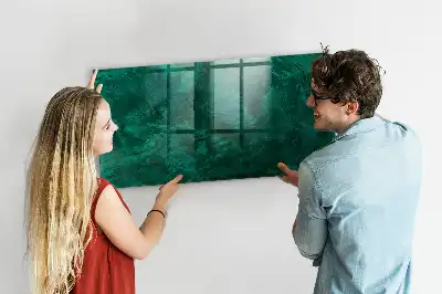Glazen memobord met print inclusief smaragdgroene muur en neodymium magneten