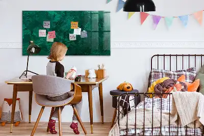 Glazen memobord met print inclusief smaragdgroene muur en neodymium magneten