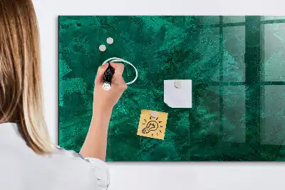 Glazen memobord met print inclusief smaragdgroene muur en neodymium magneten