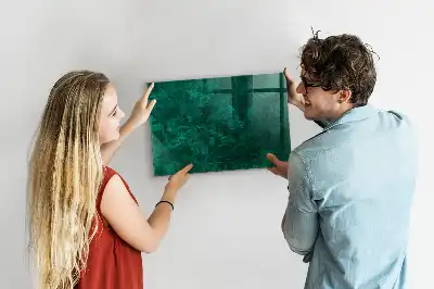 Glazen memobord met print inclusief smaragdgroene muur en neodymium magneten