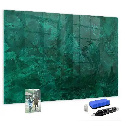 Glazen memobord met print inclusief smaragdgroene muur en neodymium magneten