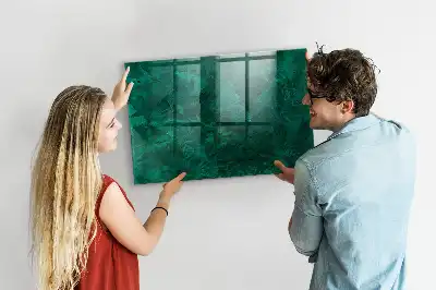 Glazen memobord met print inclusief smaragdgroene muur en neodymium magneten
