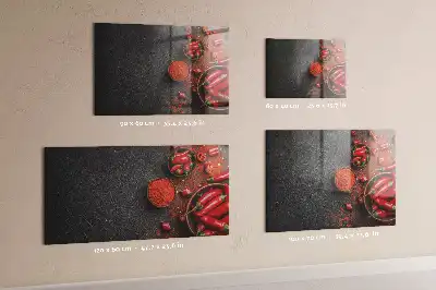 Glazen memobord met rode paprika's print inclusief neodymium magneten