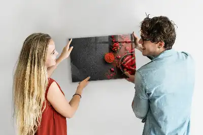 Glazen memobord met rode paprika's print inclusief neodymium magneten