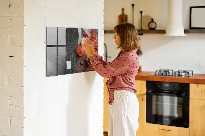Glazen memobord met rode paprika's print inclusief neodymium magneten