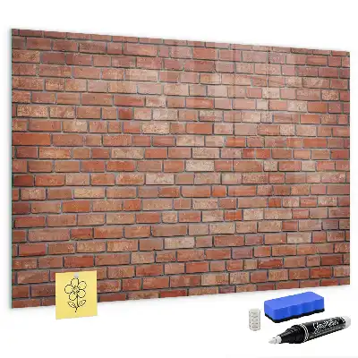 Glazen memobord met print inclusief neodymium magneten met bakstenen muur dessin