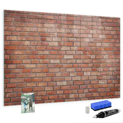 Glazen memobord met print inclusief neodymium magneten met bakstenen muur dessin