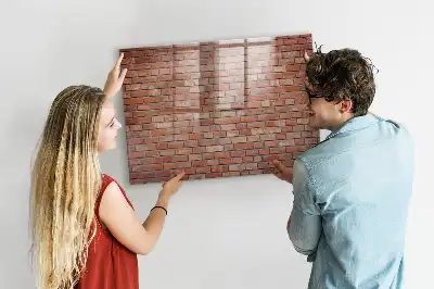 Glazen memobord met print inclusief neodymium magneten met bakstenen muur dessin