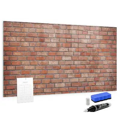 Glazen memobord met print inclusief neodymium magneten met bakstenen muur dessin