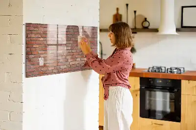 Glazen memobord met print inclusief neodymium magneten met bakstenen muur dessin