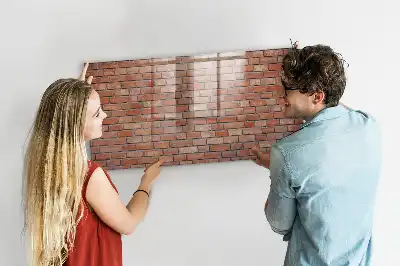 Glazen memobord met print inclusief neodymium magneten met bakstenen muur dessin