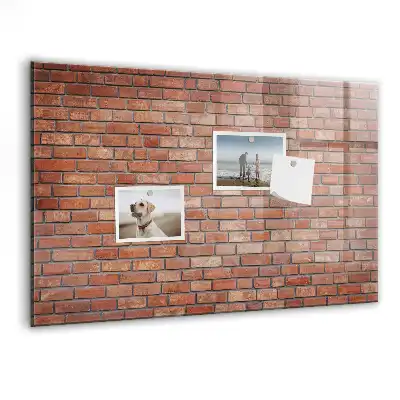 Glazen memobord met print inclusief neodymium magneten met bakstenen muur dessin