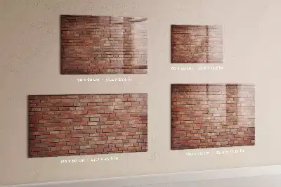 Glazen memobord met print inclusief neodymium magneten met bakstenen muur dessin