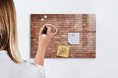 Glazen memobord met print inclusief neodymium magneten met bakstenen muur dessin
