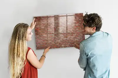 Glazen memobord met print inclusief neodymium magneten met bakstenen muur dessin