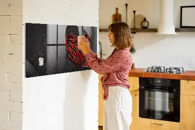 Glazen memobord met print inclusief neodymium magneten van hart met paprika's