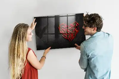 Glazen memobord met print inclusief neodymium magneten van hart met paprika's