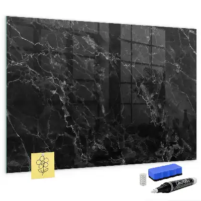 Glazen memobord met print inclusief neodymium magneten donker marmer