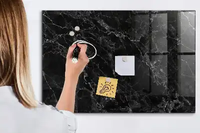 Glazen memobord met print inclusief neodymium magneten donker marmer